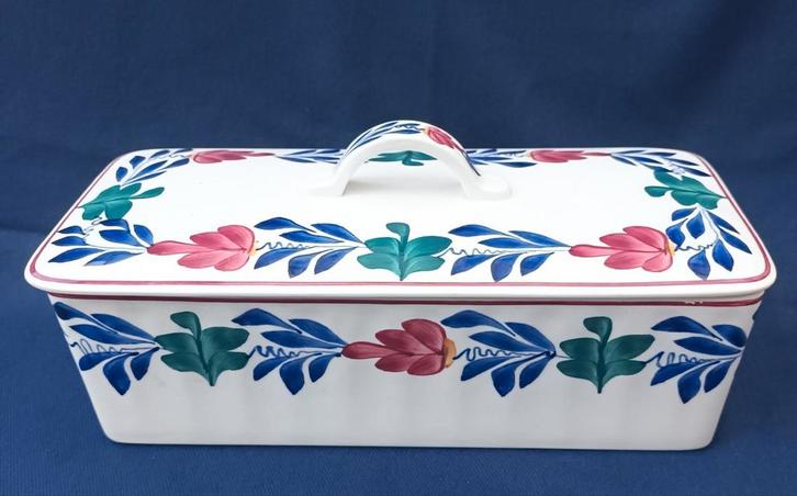 Boerenbont cakedoos.groottebloem.                 oude-print, Antiek en Kunst, Antiek | Servies compleet, Ophalen of Verzenden