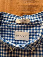 GANT overhemd blauw/wit geruit XL, Ophalen of Verzenden, Zo goed als nieuw, Blauw, Halswijdte 39/40 (M)