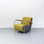 4x Leolux Scylla fauteuil geel/grijze stof, Huis en Inrichting, Ophalen of Verzenden, Zo goed als nieuw, Leer