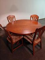 Massief eiken eethoek met 4 stoelen, Ophalen, Gebruikt, 4 tot 6 stoelen