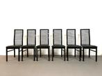 Vintage design Italiaanse high back eetkamerstoelen jaren 80, Ophalen, Gebruikt, Zwart, Hout