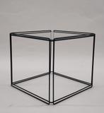 Vintage metalen bijzettafeltje Max Sauze tafeltje glas zwart, Huis en Inrichting, Tafels | Sidetables, Gebruikt, ., Vierkant, Minder dan 50 cm