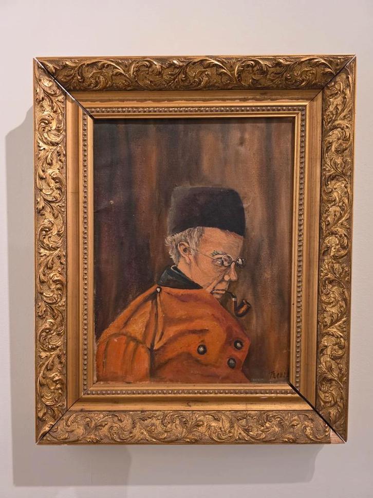 Olieverfschilderij van een man met pijp, Antiek en Kunst, Kunst | Schilderijen | Klassiek, Ophalen