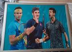 Poster van Nadal, Federer en Djokovic; 85x65 cm, Verzamelen, Ophalen of Verzenden, Zo goed als nieuw, Rechthoekig Staand, Sport