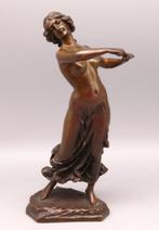 BRONS==dansend vrouwelijk halfnaakt==c a 1920==gesigneerd==, Antiek en Kunst, Antiek | Koper en Brons, Ophalen of Verzenden, Brons