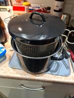 Frituurpan met mand en deksel, Kookpan of Snelkookpan, Gebruikt, Ophalen of Verzenden, Rvs