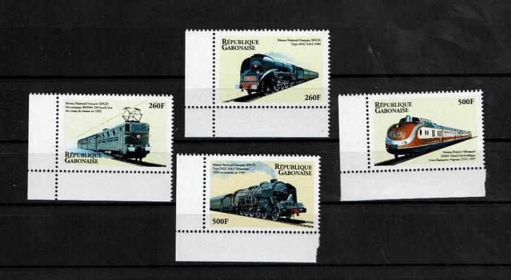 gabon 2000 pf serie treinen spoorwegen railroad trains, Postzegels en Munten, Postzegels | Thematische zegels, Postfris, Treinen