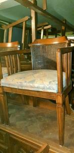 4 klassiek kersenhout eetkamer armstoelen, Ophalen, Zo goed als nieuw, Bruin, Stof