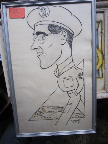 Karikatuurtekening Prins Bernhardt als Militair ?? beschikbaar voor biedingen