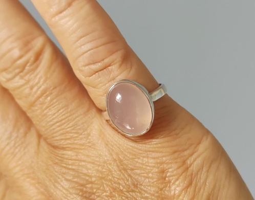 zilveren ring met natuurlijke Rozenkwarts steen zilver 925, Sieraden, Tassen en Uiterlijk, Ringen, Nieuw, Dame, 17 tot 18, Roze