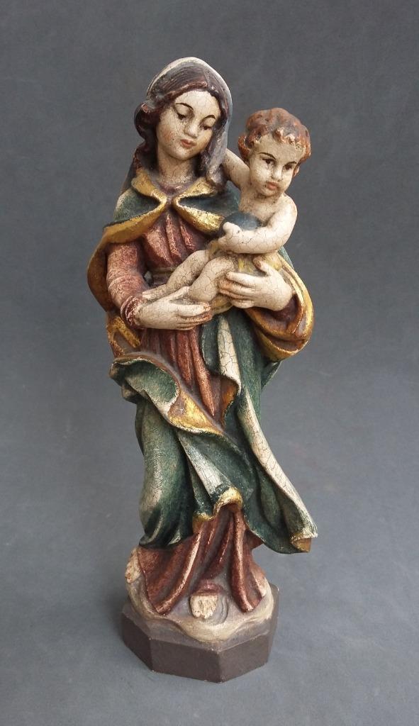 Om 1950 - 1960 Massief Lindenhout Beeld Maria Madonna Kind, Antiek en Kunst, Kunst | Beelden en Houtsnijwerken, Ophalen of Verzenden