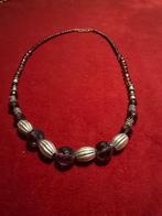 Vintage paarse Kralen Ketting met Zilveren Accenten, Ophalen of Verzenden, Gebruikt, Rood, Overige materialen