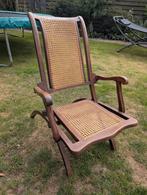 Houten opklapbare stoel met rotan zitting, Ophalen, Gebruikt, Bruin, Eén