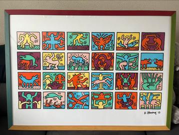 Schilderij Keith Haring incl gekleurde lijst Limited edition beschikbaar voor biedingen