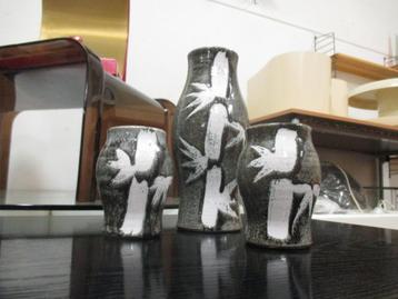 set vazen vaas bamboe design jaren 70 West Germany retro beschikbaar voor biedingen