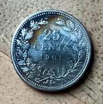 25 cent 1901 Wilhelmina, Ophalen, Zilver, 25 cent, Koningin Wilhelmina