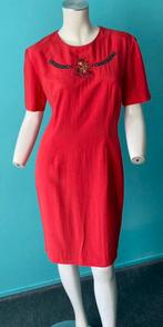 Vintage rode zijden jurk maat 40, Maat 38/40 (M), Verzenden, Vintage, Knielengte