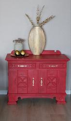 Rood dressoir, gerestyled met Annie Sloan verf., Ophalen, Zo goed als nieuw, 25 tot 50 cm, Minder dan 100 cm
