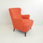 Vintage Theo Ruth Artifort fauteuil oranje rood nieuwe stof, Huis en Inrichting, Fauteuils, Stof, Ophalen of Verzenden