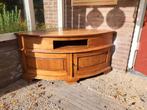 teakhouten ronde hoek televisiekast, Huis en Inrichting, Kasten | Televisiemeubels, Gebruikt, Teakhout, Minder dan 100 cm, 25 tot 50 cm