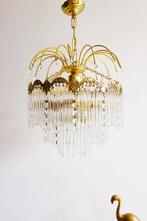 Goudkleurige vintage kroonluchter. Hollywood regency lamp, Huis en Inrichting, Ophalen, O, O, Retro, vintage, italiaans, hollywood regency, antiek, goud,