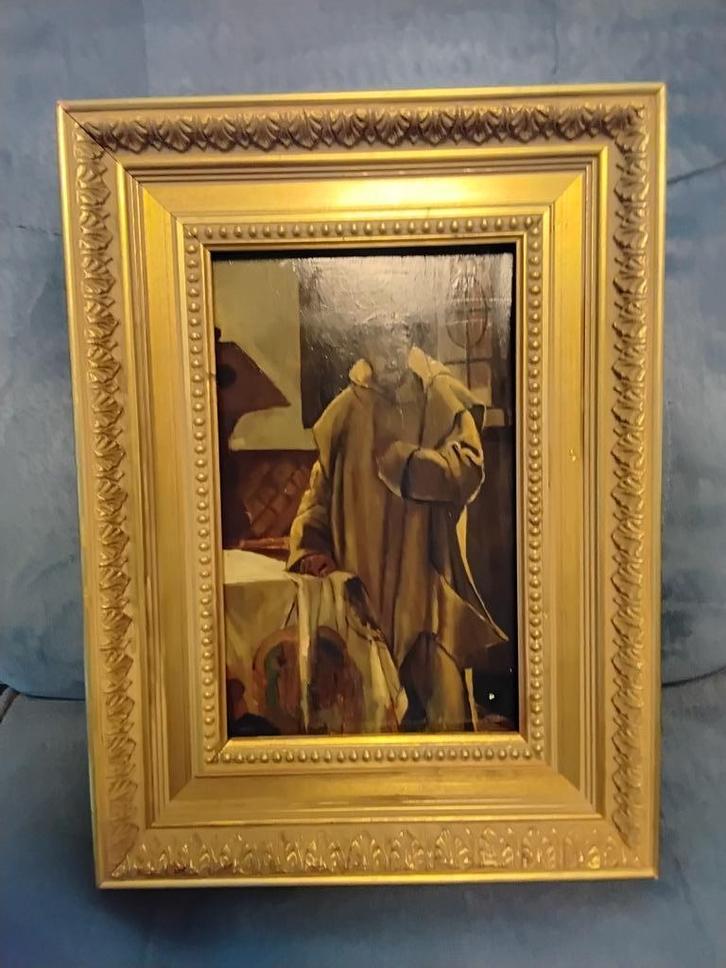 Portet van een monnik, olieverf op paneel, Antiek en Kunst, Kunst | Schilderijen | Klassiek, Ophalen of Verzenden