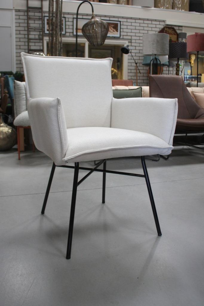 6 x luxe eetkamerstoel Sanne Jess armleuning stof naturel, Huis en Inrichting, Stoelen, Zo goed als nieuw, Vijf, Zes of meer stoelen