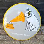 Emaille bord His Master's Voice 30cm, Ophalen of Verzenden, Gebruikt, Reclamebord