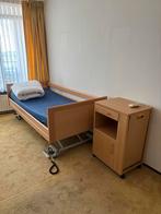 Elektrisch Verstelbaar Hoog-Laag Bed + Nachtkastje, Huis en Inrichting, Slaapkamer | Bedden, Ophalen, 90 cm, Eenpersoons, Beige