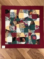 Handgemaakte Quilt donkerrood/geel/groen 70 x 70 cm (10), Huis en Inrichting, Woonaccessoires | Plaids en Woondekens, Ophalen of Verzenden