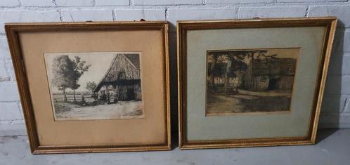 2 klassieke etsen uit 1941, Antiek en Kunst, Kunst | Etsen en Gravures, Ophalen of Verzenden