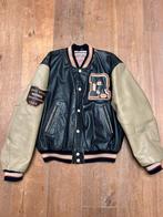 Vintage Redskins Leren Varsity Collegejack Zwart/Beige XL, Zwart, Maat 56/58 (XL), Ophalen of Verzenden, Gedragen