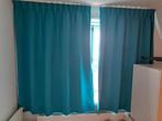 Gordijnen, verduisterend, turqoise, b197xh154 cm incl rails, Ophalen of Verzenden, Zo goed als nieuw, Blauw, 200 cm of meer