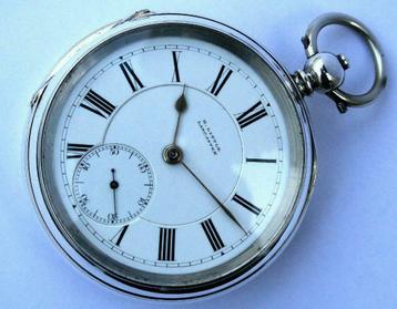 GROOT én ZWAAR zakhorloge zilver in enkele kast London 1887 beschikbaar voor biedingen