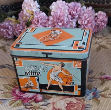 Leuk oud blikje, Olympische Spelen 1928, Van Melle's Toffees beschikbaar voor biedingen