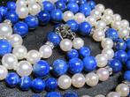 Vintage Lapis Lazuli parels design sieraden set zeldzaam, Ophalen, Blauw, Zo goed als nieuw, Met edelsteen