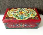 vintage blik met folkloristische bloemmotieven en vogels, Verzamelen, Ophalen of Verzenden, Gebruikt, Overige, Overige merken