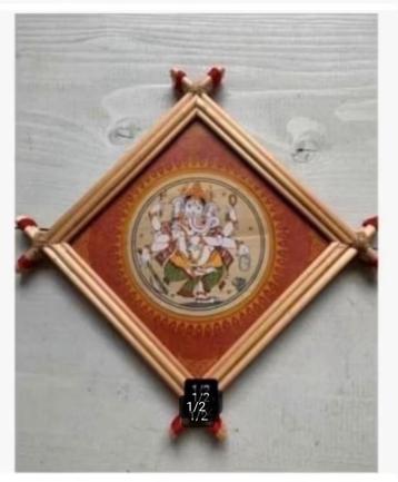 Ganesha wanddecoratie achter glas hout 18 x 18 cm beschikbaar voor biedingen