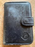 Vintage portemonnee met muntkaart in zwart rundleer, Overige merken, Gebruikt, Verzenden, Zwart