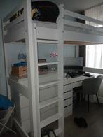 Stevige witte hoogslaper met bureau, Huis en Inrichting, Ophalen, Gebruikt, Eenpersoons, 90 cm