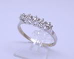 14 karaat Wit Gouden Alliance Rij-Ring Ring Ring 5 Diamanten, Sieraden, Tassen en Uiterlijk, Ringen, 18 tot 19, Nieuw, Ophalen of Verzenden