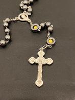 Rozenkrans 39cm Zwart Geel Zilver, Ophalen of Verzenden, Zo goed als nieuw, Sieraad, Overige religies