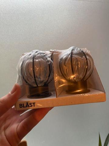 IKEA BLAST gordijnroede-uiteinden van glas en staal. beschikbaar voor biedingen