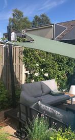 Nesling schaduwdoek compleet met palen en toebehoren, Tuin en Terras, Schaduwdoeken, Ophalen of Verzenden, Gebruikt