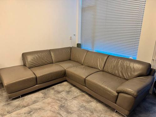 Château d’Ax leren hoekbank – taupe – comfortabel, Huis en Inrichting, Banken | Complete zithoeken, Gebruikt, Leer, Ophalen