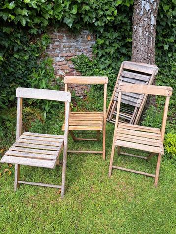Vintage houten terrasstoelen | opklapbaar beschikbaar voor biedingen