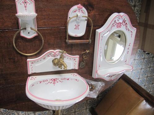 Frans fonteintje, spiegel, zeep/handdoekhouder, Antiek en Kunst, Curiosa en Brocante, Ophalen