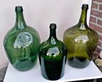 3x Antieke Fles / Flessen - Groen Glas Zie Omschrijving, Ophalen of Verzenden