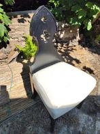 4 Zwart wit leren degelijke stoelen, Huis en Inrichting, Ophalen, Zwart, Leer, Zo goed als nieuw