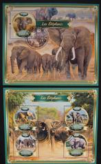 - 569 - 2 Blokken, met Olifanten., Verzenden, Gestempeld, Dier of Natuur